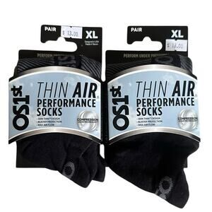 New OS1st Thin Air Performance Socks XL Black No Show Compression Running Lot 2